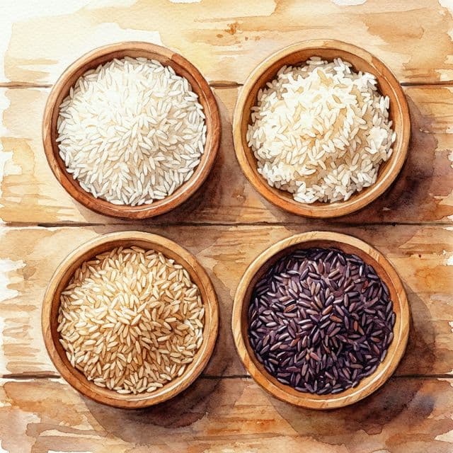 ข้าวสาร 4 สายพันธุ์ ข้าวจ้าว ข้าวเหนียว ข้าวกล้อง ข้าวก่ำ